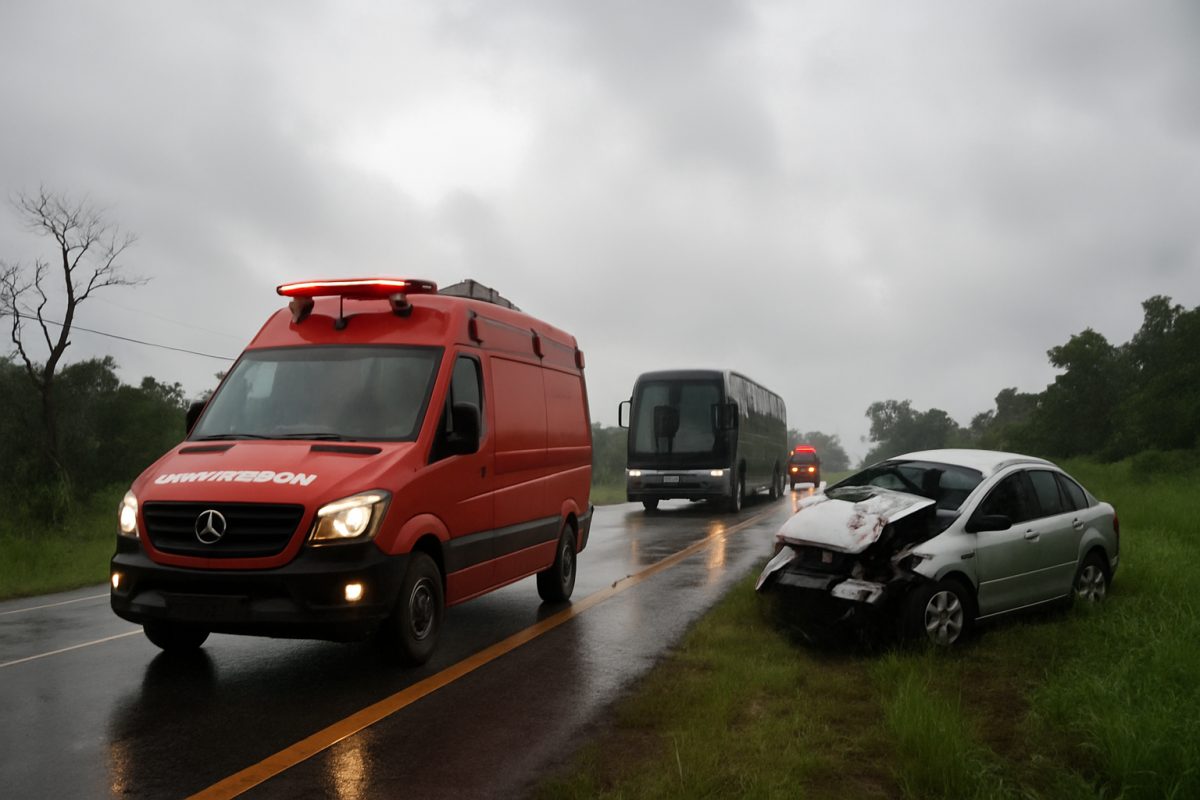 Acidente entre carro e ônibus deixa cinco feridos na BR-101, em Campos
