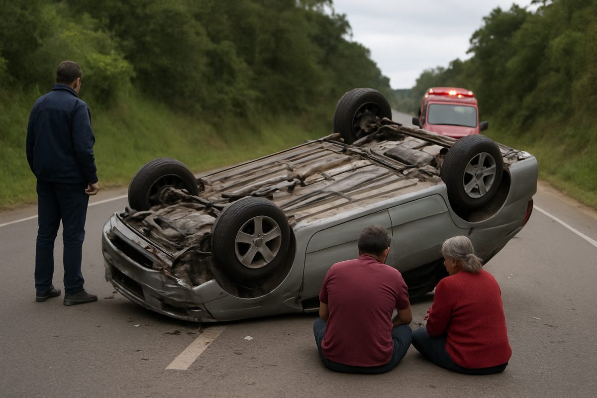 Acidente na BR-356: Carro capota e deixa dois feridos leves
