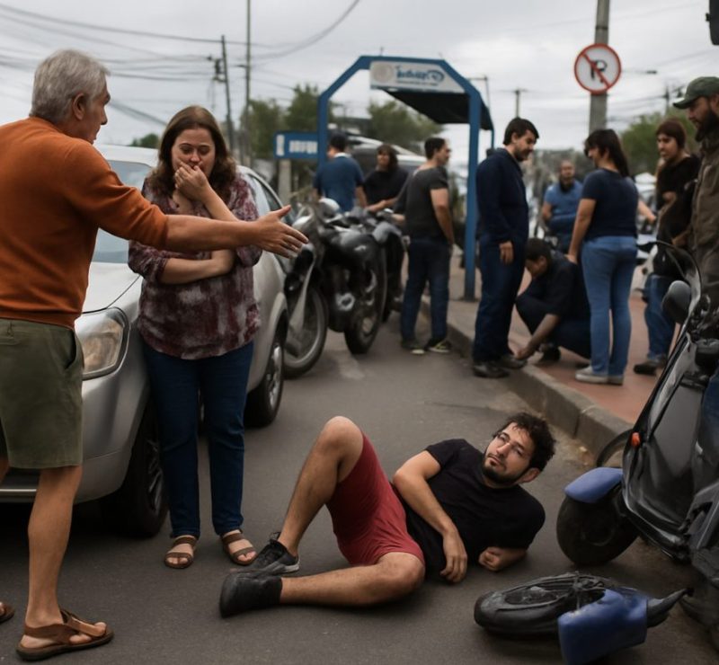Acidente em Campos envolve carro e scooter e fere jovem