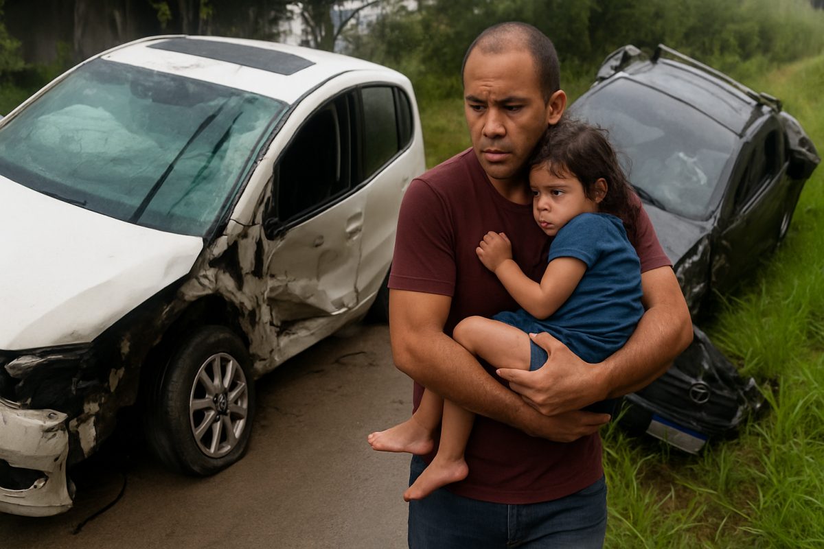 Carro capota e fere homem e criança na RJ-138 em Araruama