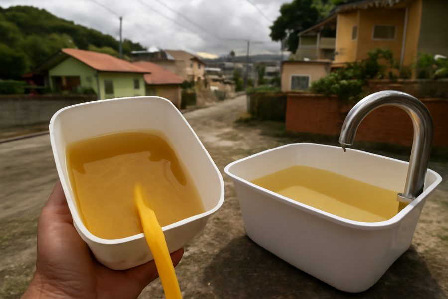 Moradores denunciam água com coloração amarelada em bairro de Teresópolis