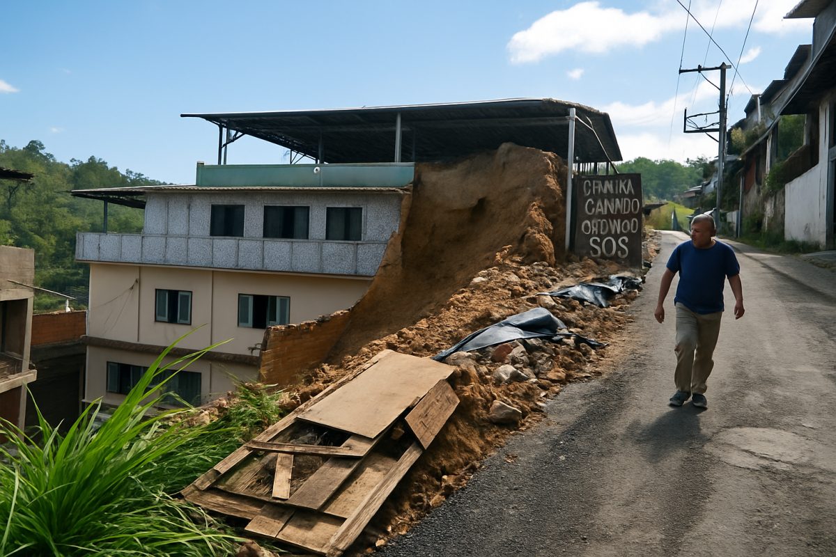 Muro caído há oito meses bloqueia veículos pesados em Nova Friburgo