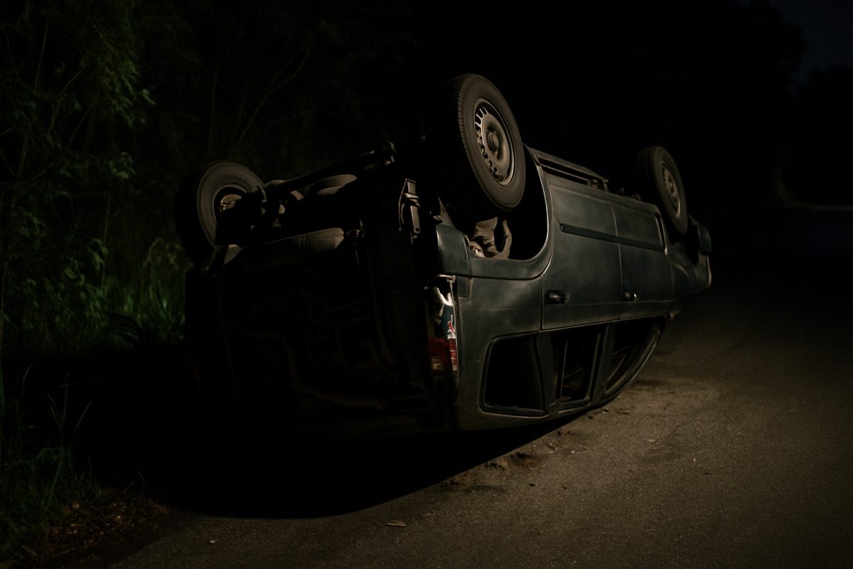 Ônibus tomba em córrego em Petrópolis; motorista passa mal