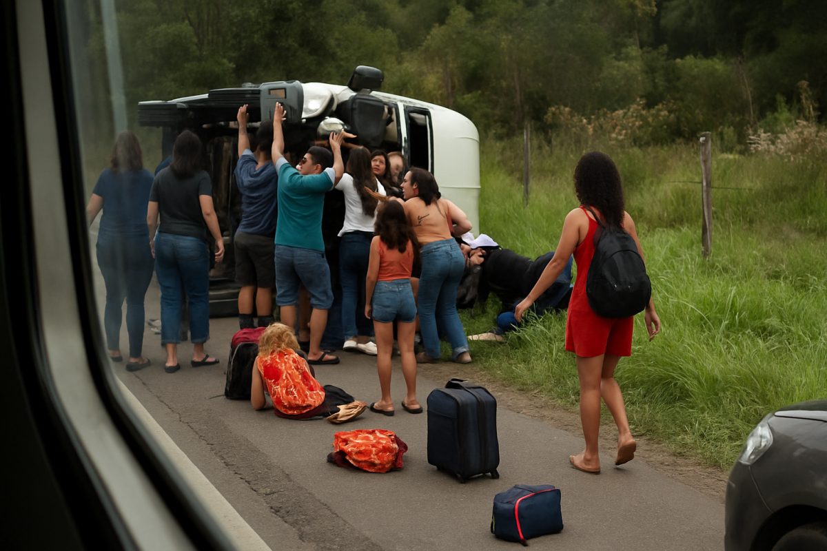 Acidente na BR-356 em Campos deixa passageiros assustados