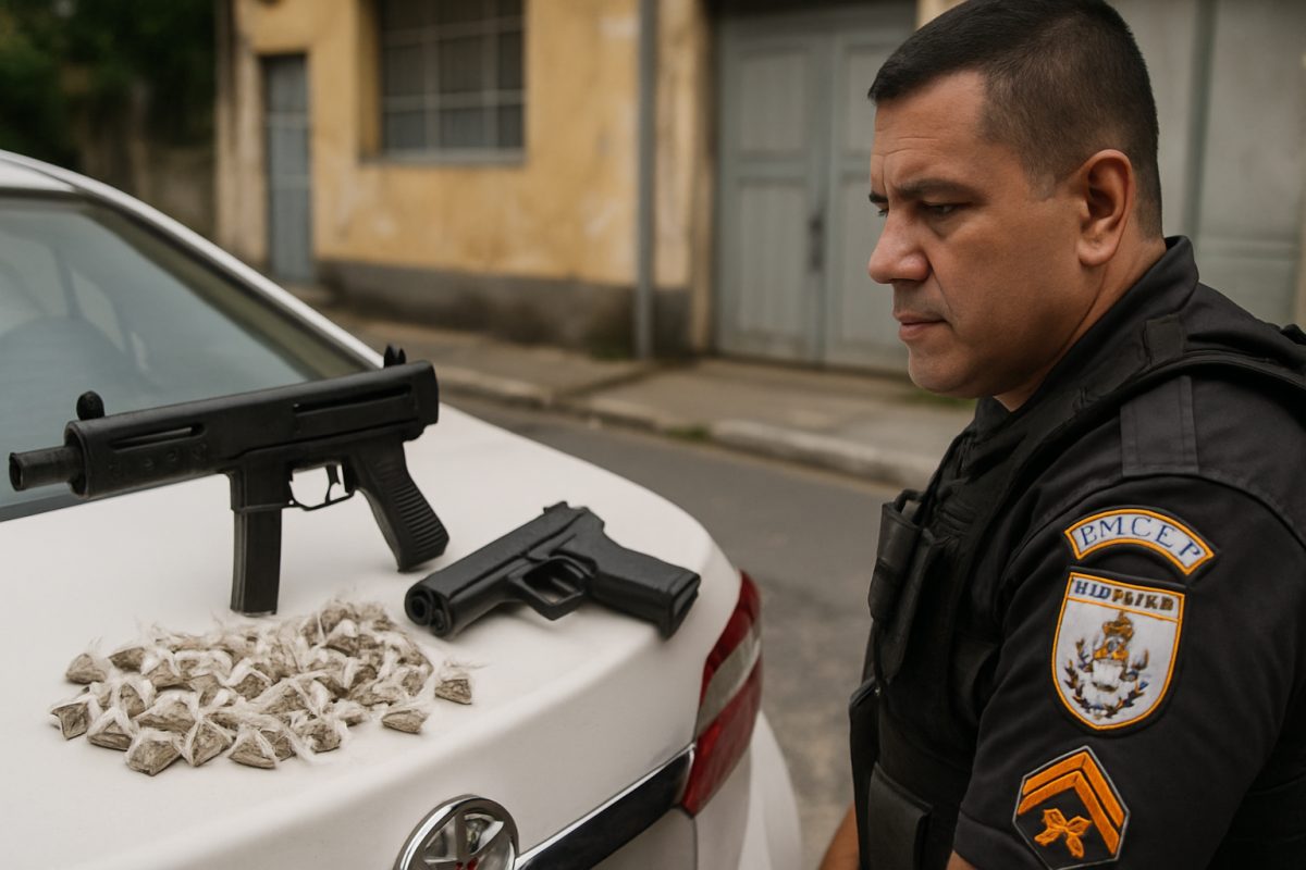 PM apreende submetralhadora, pistola e drogas em Itaperuna