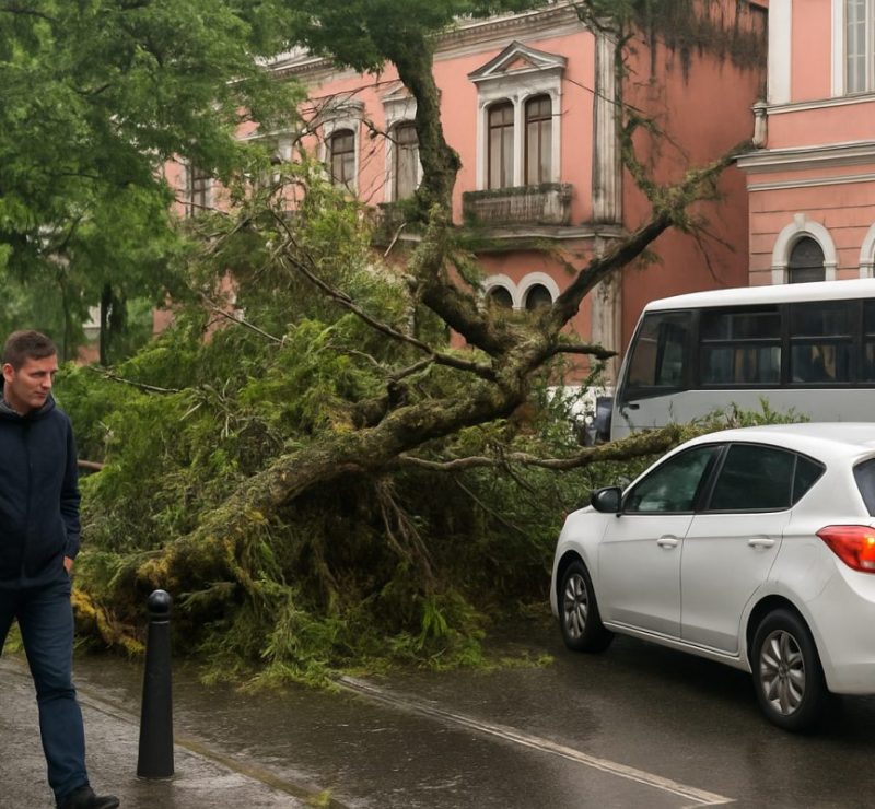 Árvore derrubada por chuva causa congestionamento em Petrópolis
