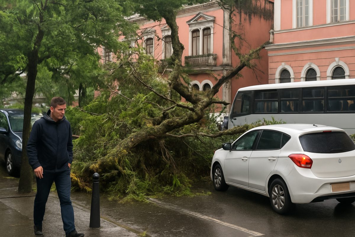Árvore derrubada por chuva causa congestionamento em Petrópolis