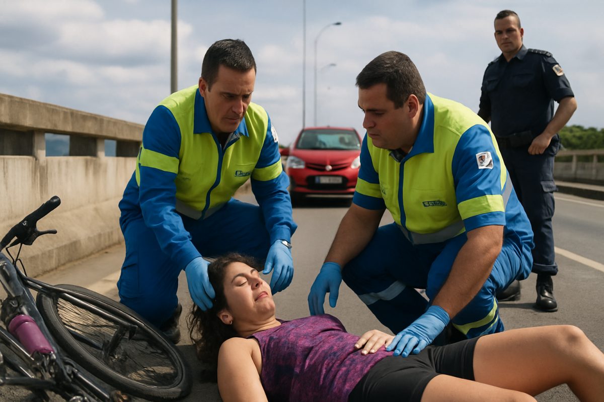 Ciclista se fere em acidente na Ponte da Lapa, em Campos