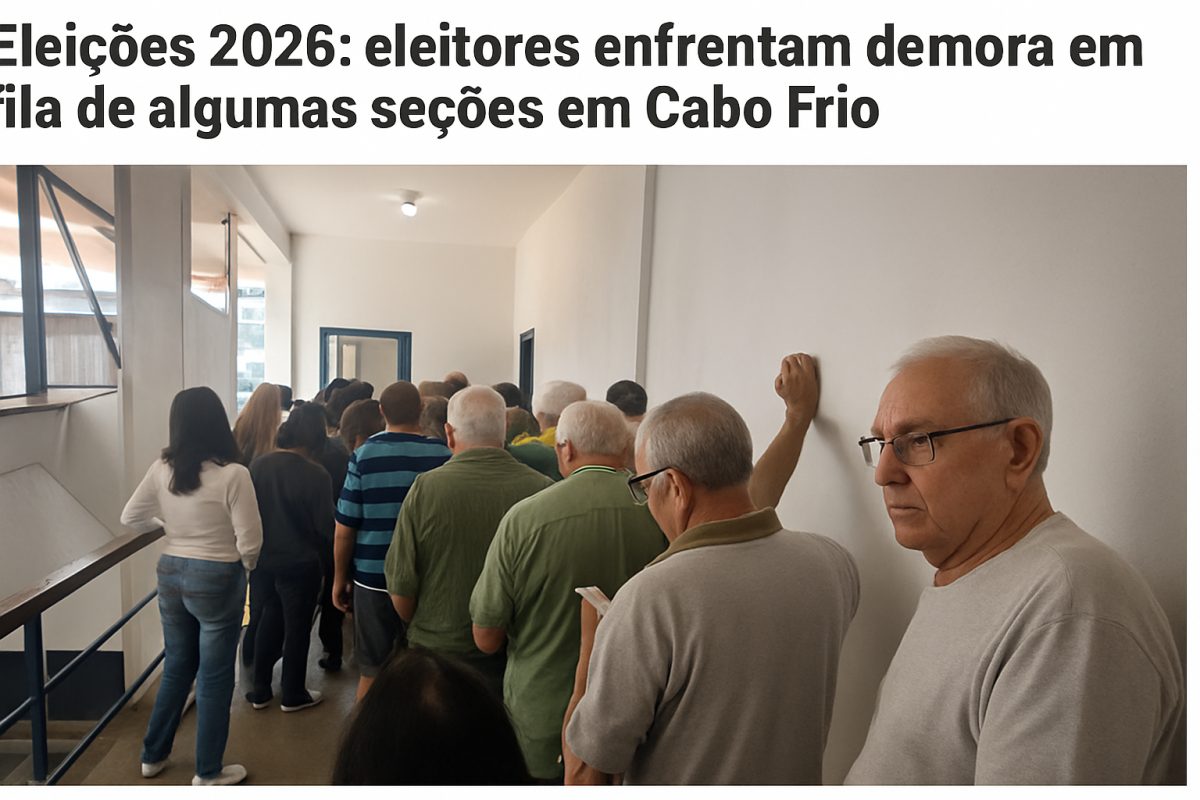 Eleições 2026: eleitores enfrentam demora em fila de algumas seções em Cabo Frio.