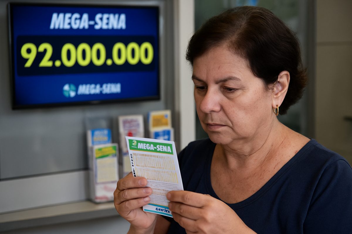 Mega-Sena acumula e prêmio pode chegar a R$ 92 milhões