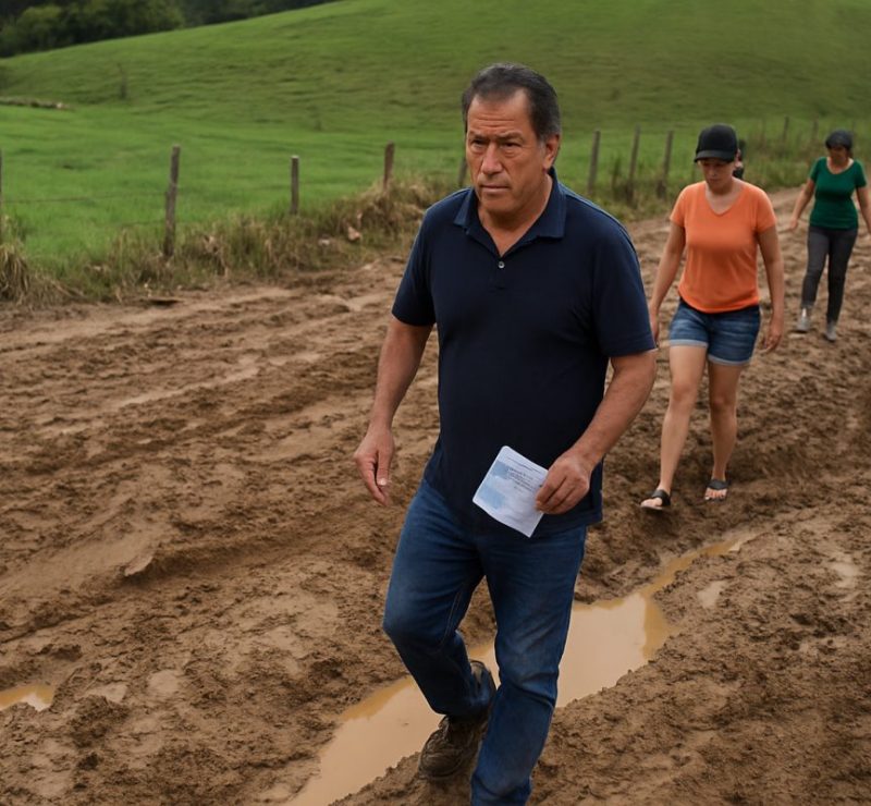 Lama em estrada dificulta votação em Cambuci